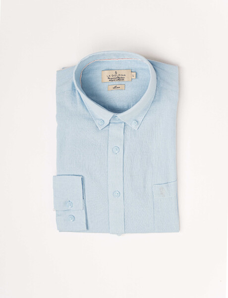 Camisa m/l lino lisa celeste
