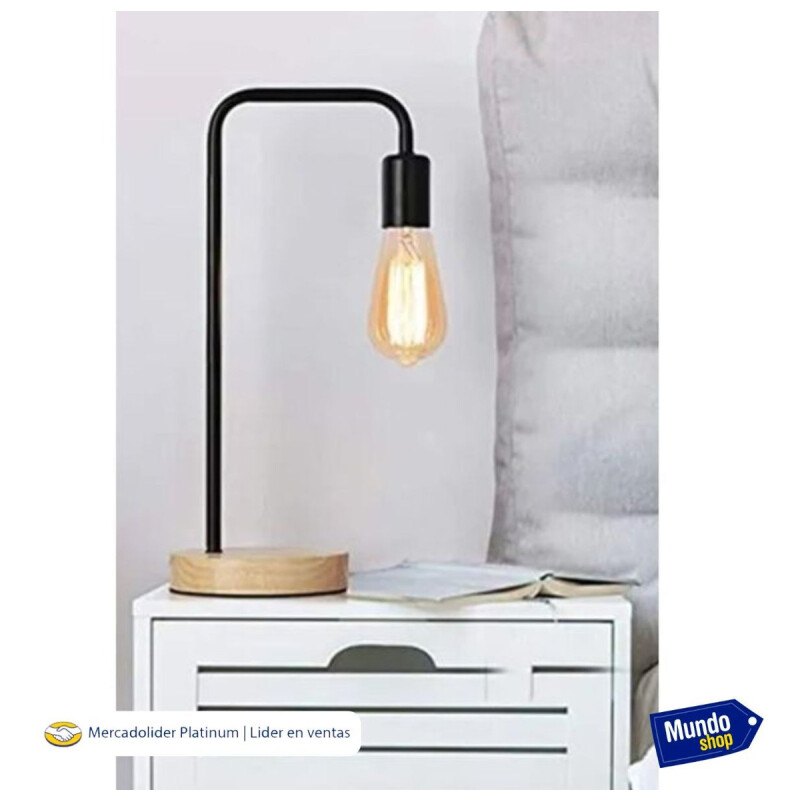 Lampara De Escritorio Metal Y Madera Retro Negro