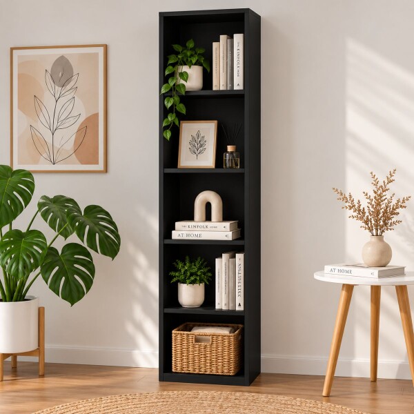 BIBLIOTECA 5 ESTANTES NEGRO