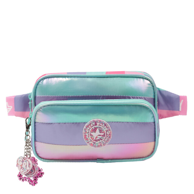 Bandolera Footy Emoticon Verde Agua - Violeta - Rosado