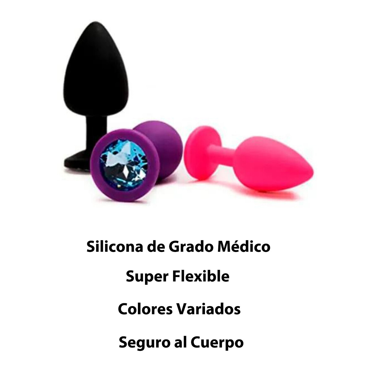 Plug Anal de Silicona con Strass Combo X3 