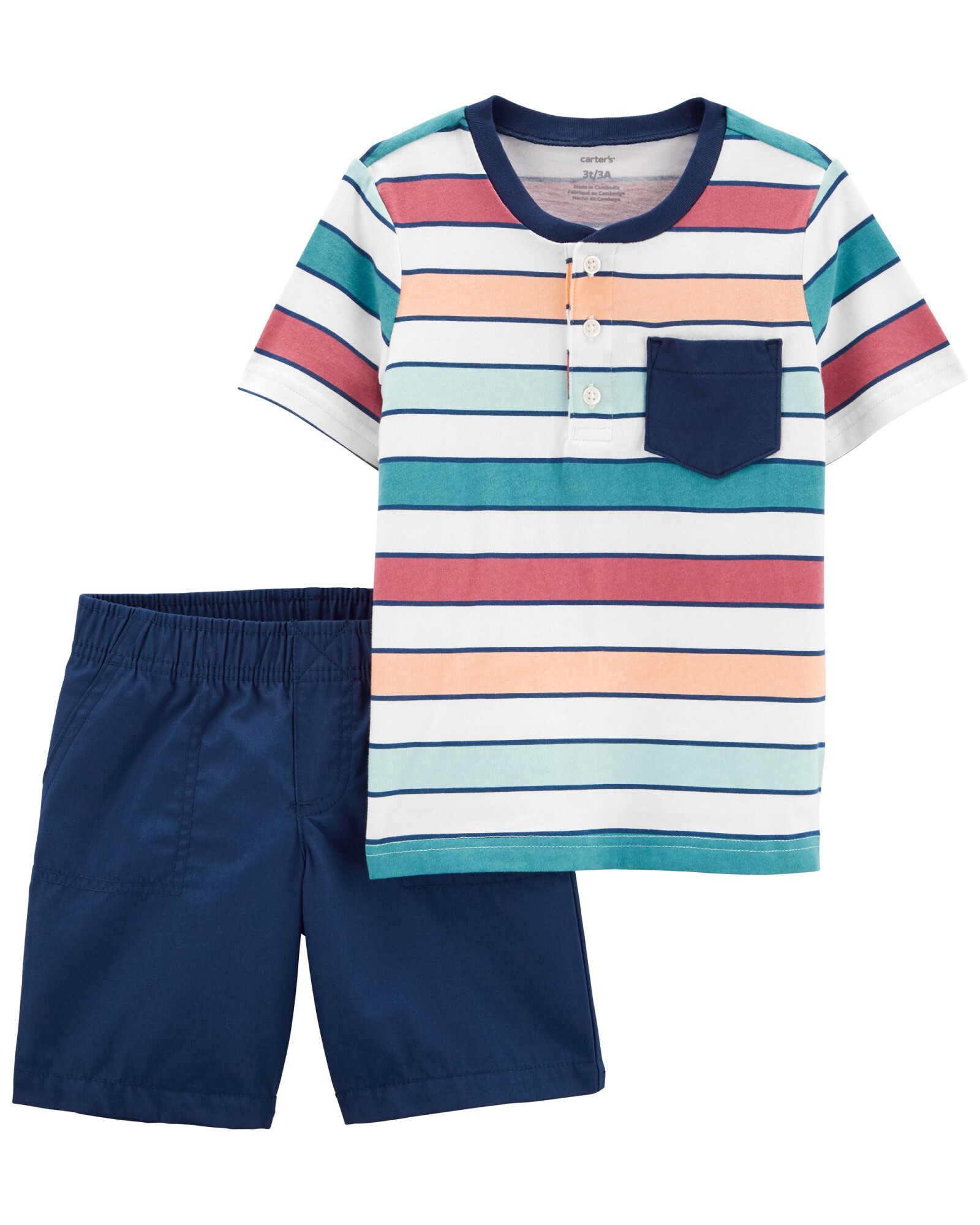 Set dos piezas short con bolsillos y remera de algodón 0