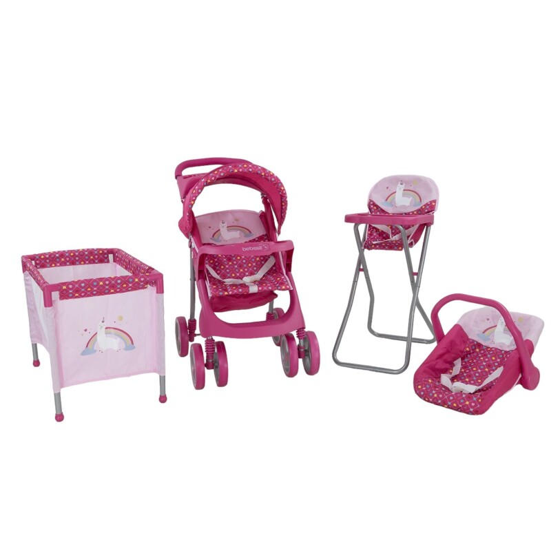 Coche de Muñeca set 4 piezas - rosa con gris Coche de Muñeca set 4 piezas - rosa con gris