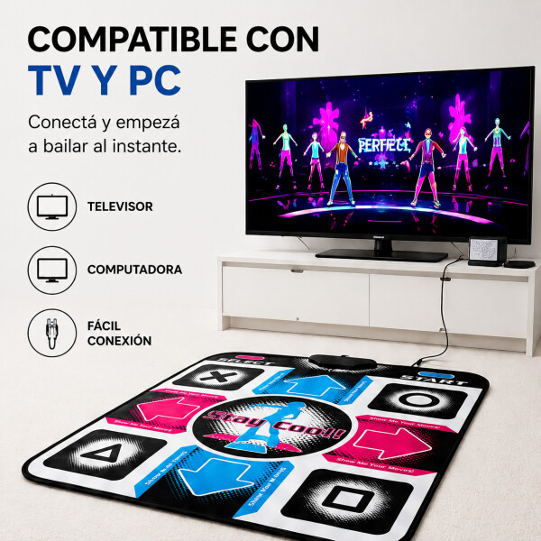 Alfombra De Baile Para Tv Pc Juego Precargado Musical Niños Color Negro