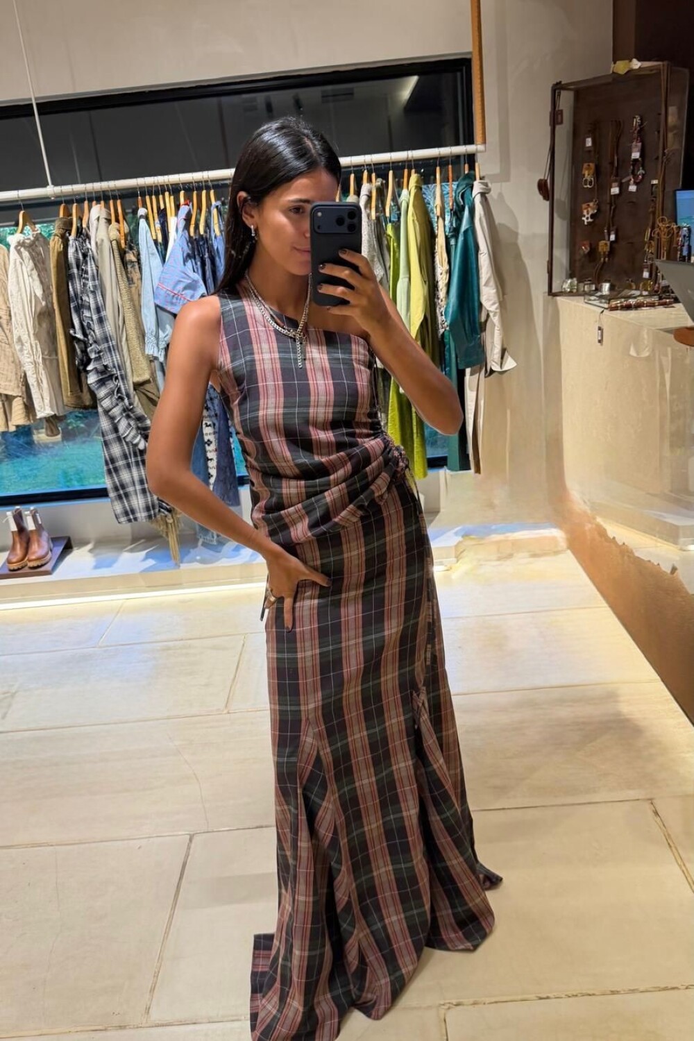 Long Scottish Skirt Verde / Rosa