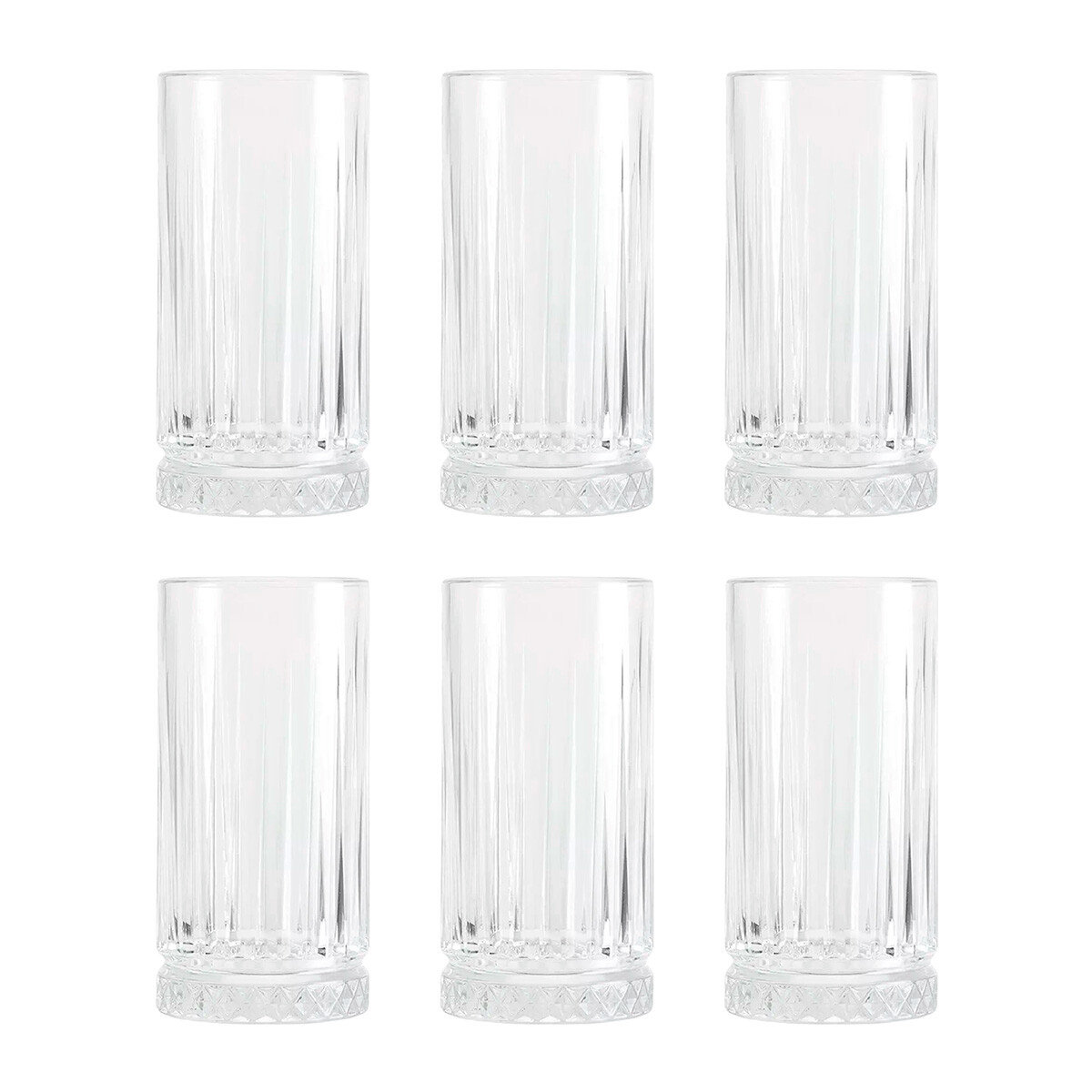 VASO VIDRIO SET X6PC ALTO LABRADO VERTICAL 