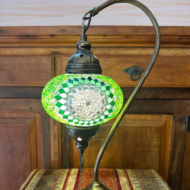Lámpara vitraux de mesa cuello de cisne verde TM14 Lámpara vitraux de mesa cuello de cisne verde TM14