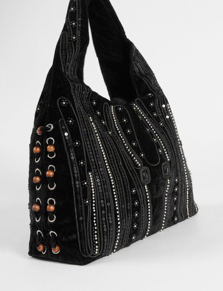 Cartera de fiesta mostacillas - negro 