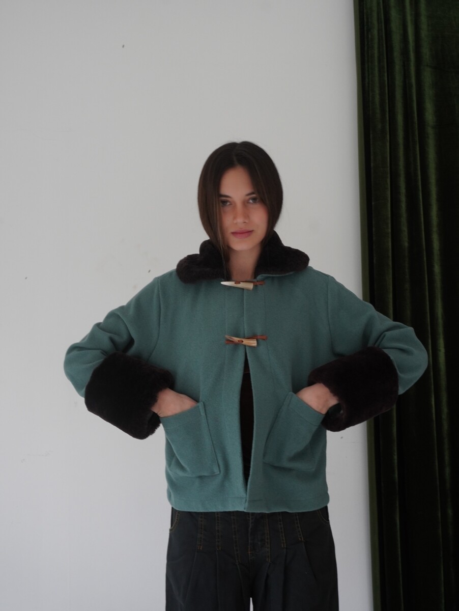 Campera New Jersey - Base Petróleo / Corderito Chocolate 