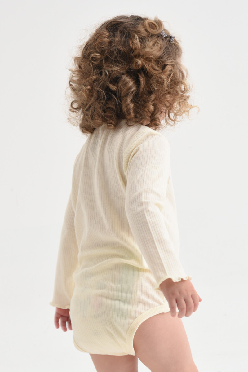 Body manga larga liso Crema
