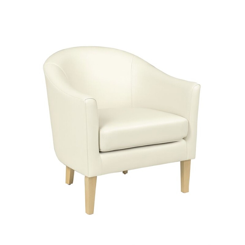 POLTRONA MADERA CLARA - TAPIZADO EN PU COLOR PERLA POLTRONA MADERA CLARA - TAPIZADO EN PU COLOR PERLA