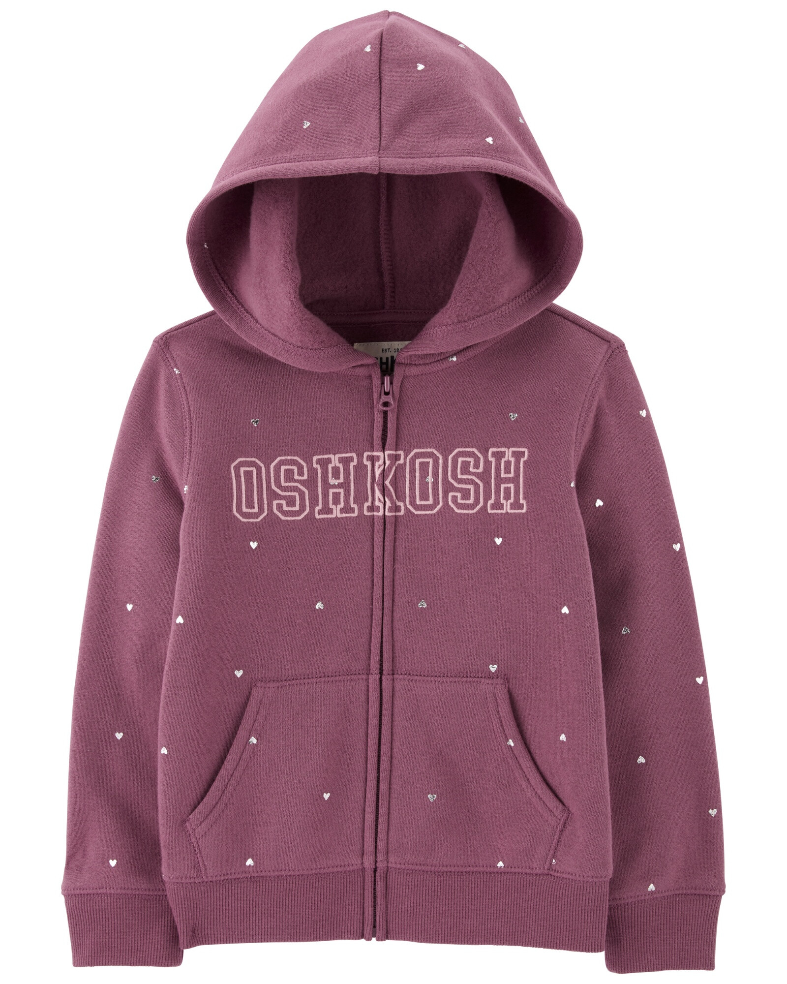 Campera de algodón con felpa con capucha, logo y diseño corazones 0