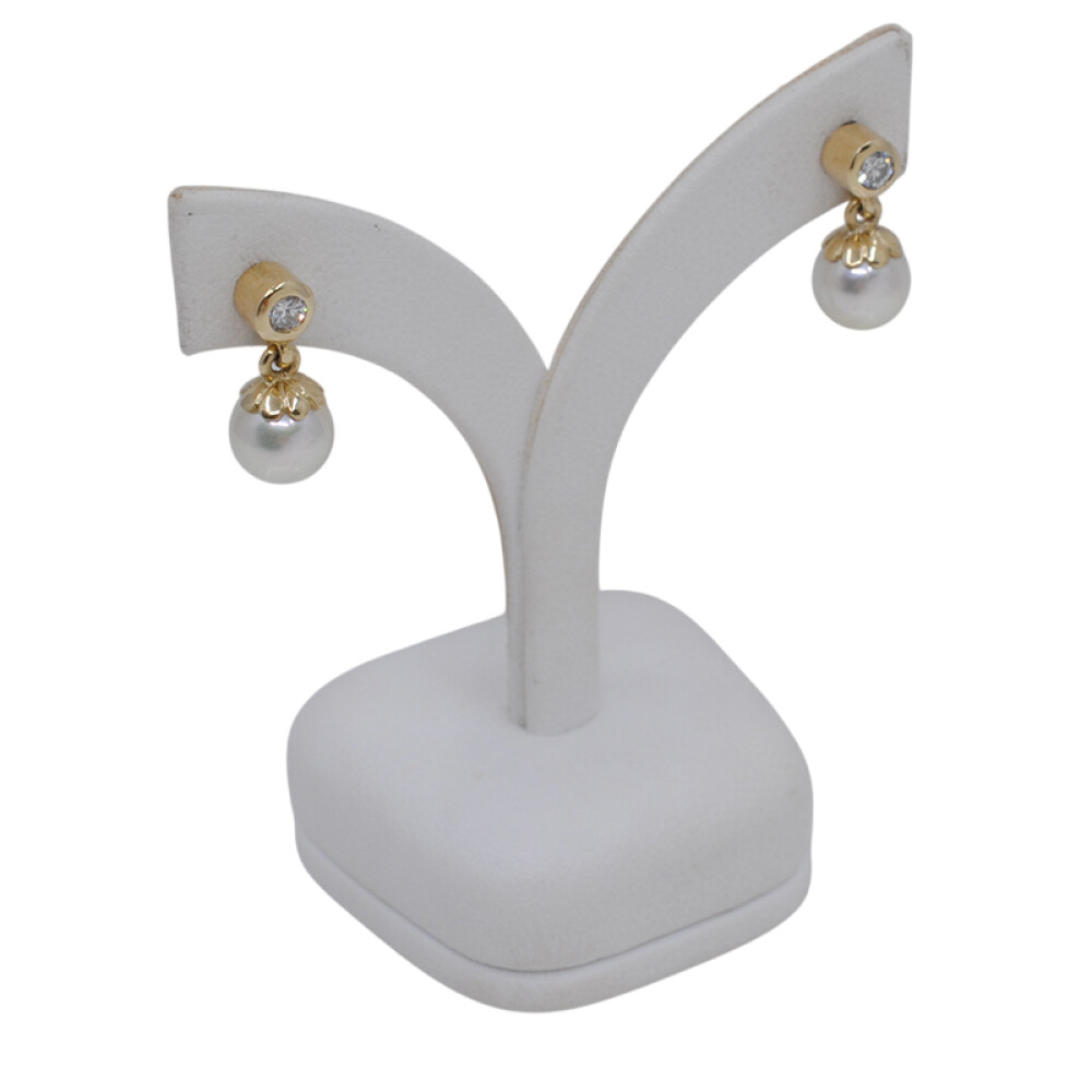 Caravanas oro 18k amarillo con brillantes y perlas de cultivo 7,5mm Caravanas oro 18k amarillo con brillantes y perlas de cultivo 7,5mm