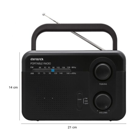 Radio AM-FM Análoga Portátil Antena Entrada Auriculares Aiwa Negro