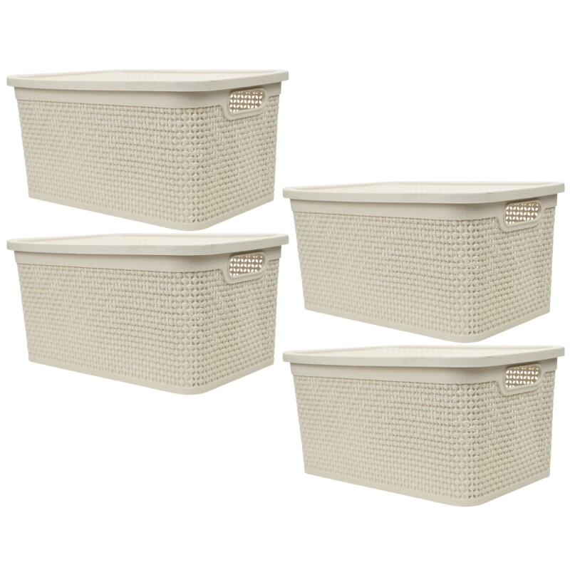 Set x4 Caja simil ratán 15 lts BEIGE