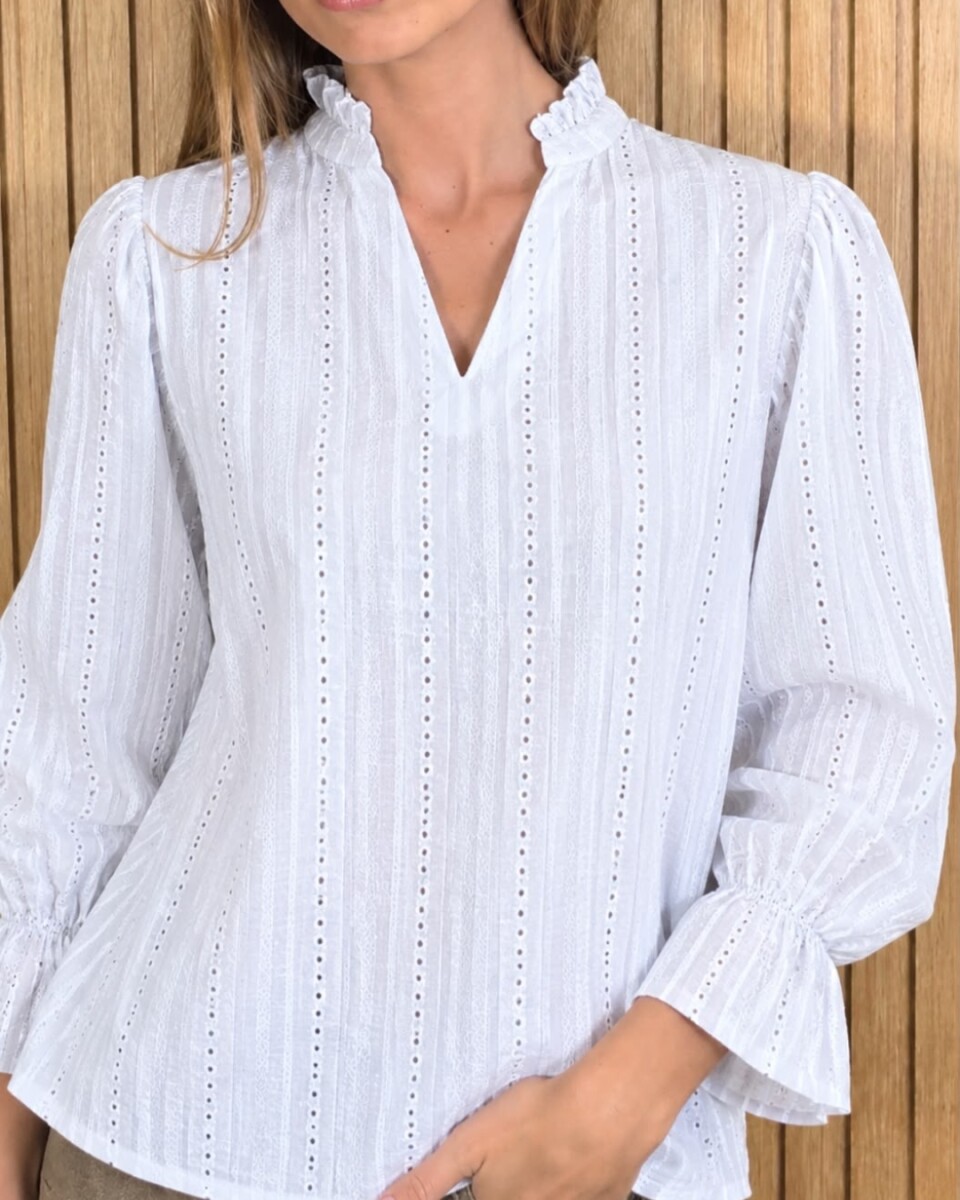 Blusa Copenhague - Broderie calado blanco 