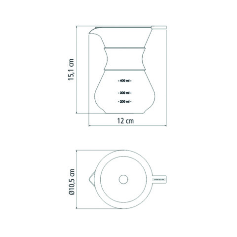 Cafetera con colador en vidrio y acero inox. TF6628