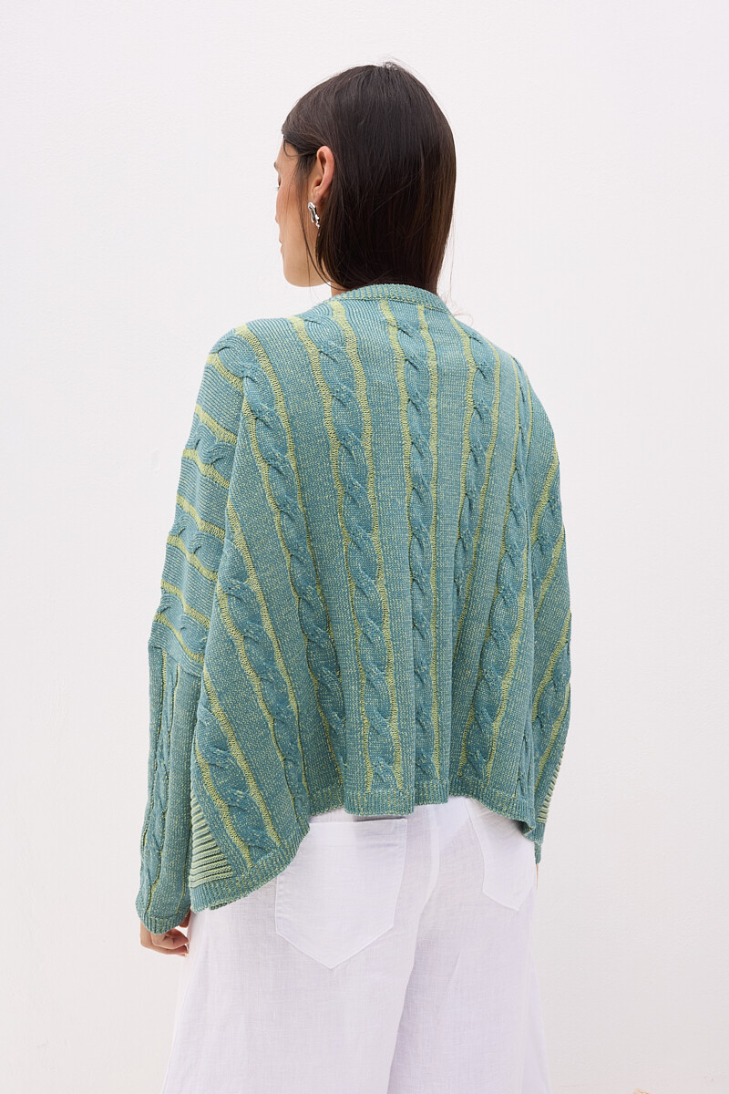 Sweater Oceano Crop Verde/Petroleo