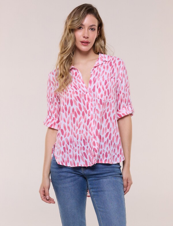 Camisa Estampada Y Ruedo Asimetrico ROSA/MULTI