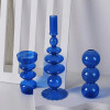 Porta velas de vidrio en colores alto azul