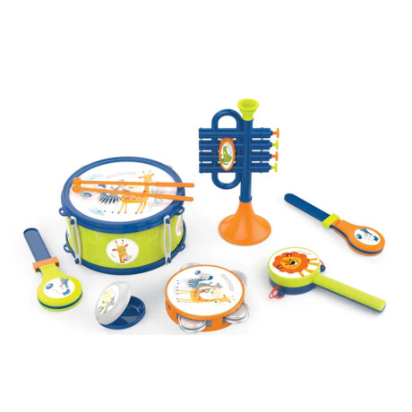 Set Infantil de 7 Instrumentos Musicales c/Trompeta y Tambor Multicolor