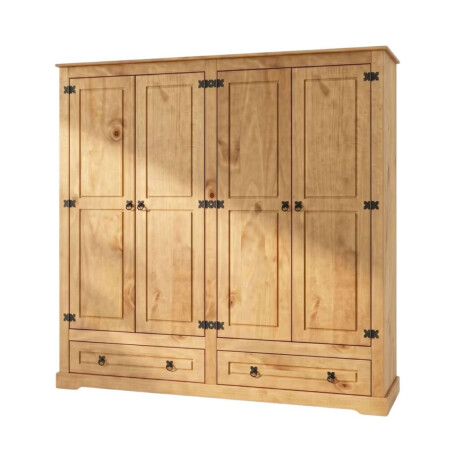 Ropero 4 puertas 2 Cajones Madera Linea mexicana Natural