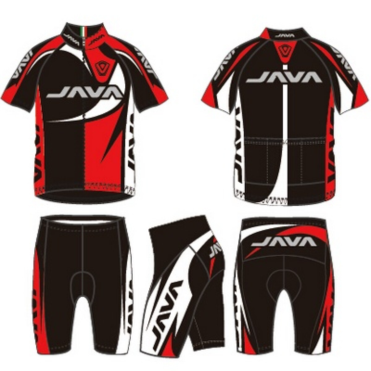 Java - Malla de Ciclista -- YA-011D - Color: Negro/rojo/blanco Talle: S - 001 