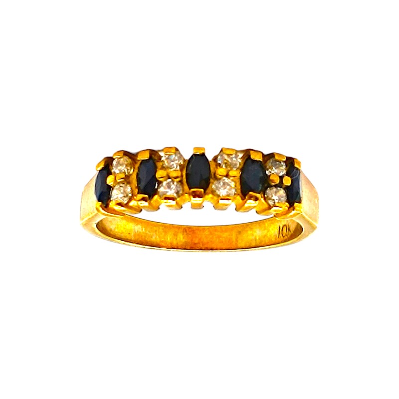 Anillo Vera-Oro Bajo-Piedra Zafiro y Zirconia-AN8115 conpiedra