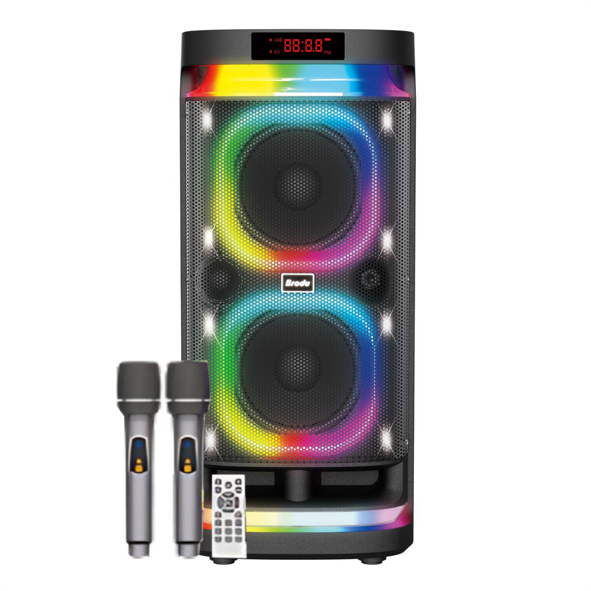 Parlante Bts-1990 2x8" Bluetooth Micrófono Batería - PARLANTE BRODU BTS-1990 2X8" BAT MIC 