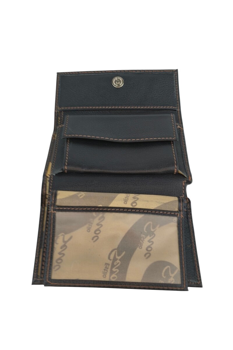 Billetera Dama Cuero Genuino Tríptica | Broche Imán y Máxima Capacidad Negro