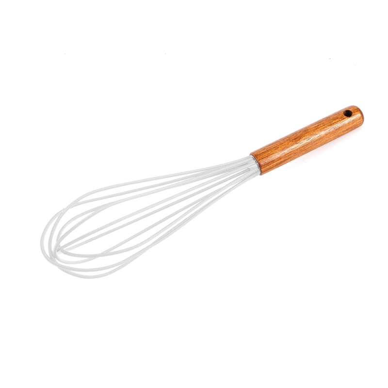 Batidor manual Silicona 25CM Mango Acacia BLANCO