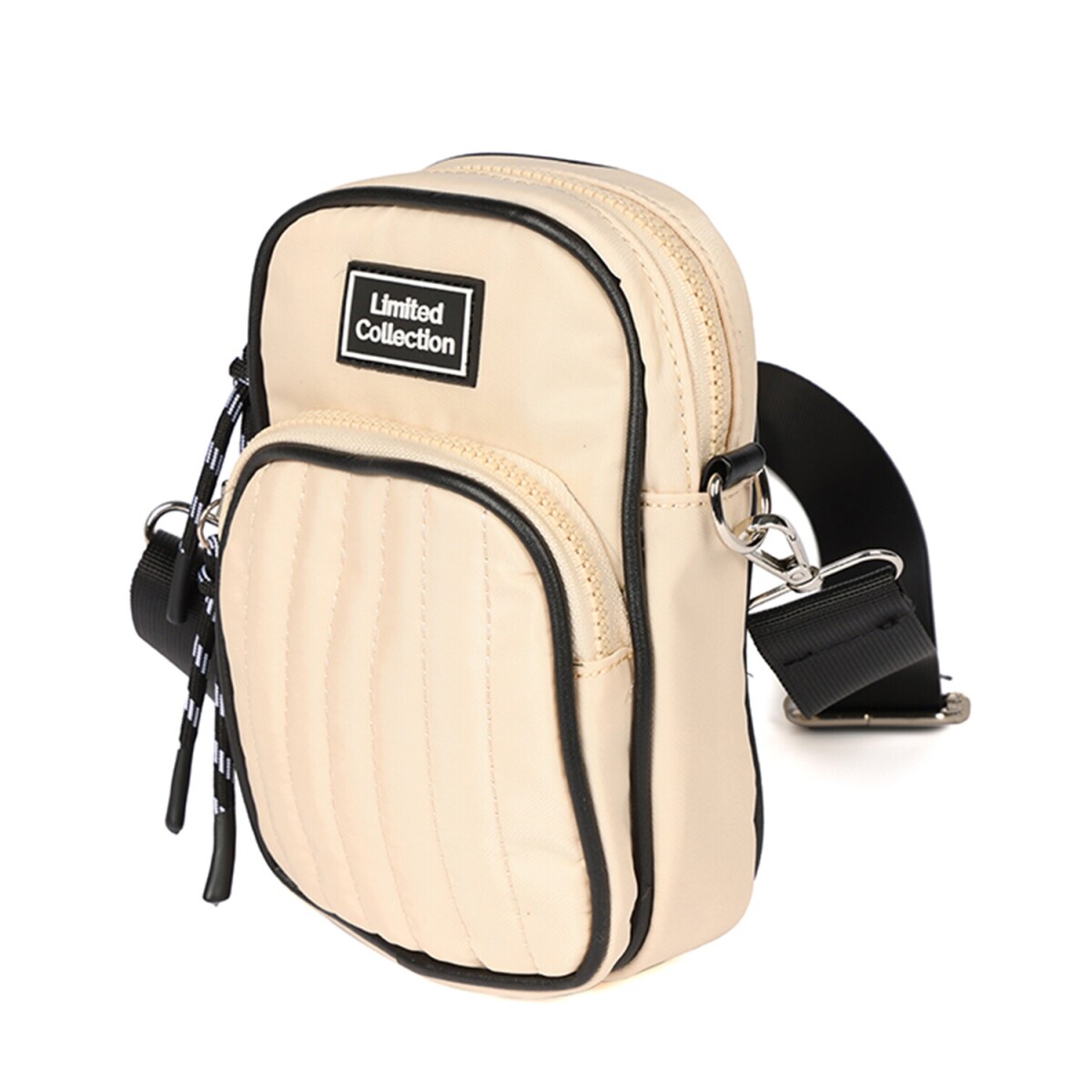 Bolso Compacto Capitoneado con Doble Bolsillo Canva Ideal Celular - Crudo 