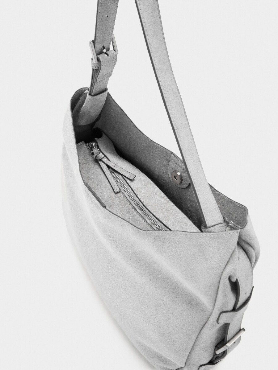 Bolso Estilo Hobo Efecto Piel gris