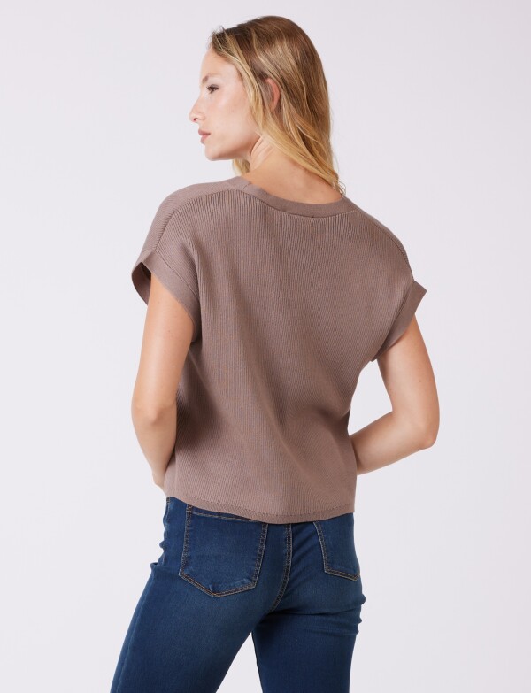 Cardigan Escote En V TOSTADO
