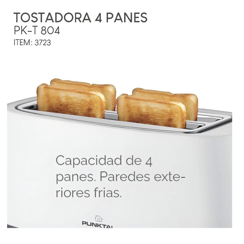 Tostadora Punktal 4 Panes 1400W 7 Niveles Blanco Paredes Frías PK-T804 Tostadora Punktal 4 Panes 1400w 7 Niveles Blanco Paredes Frías Pk-t804
