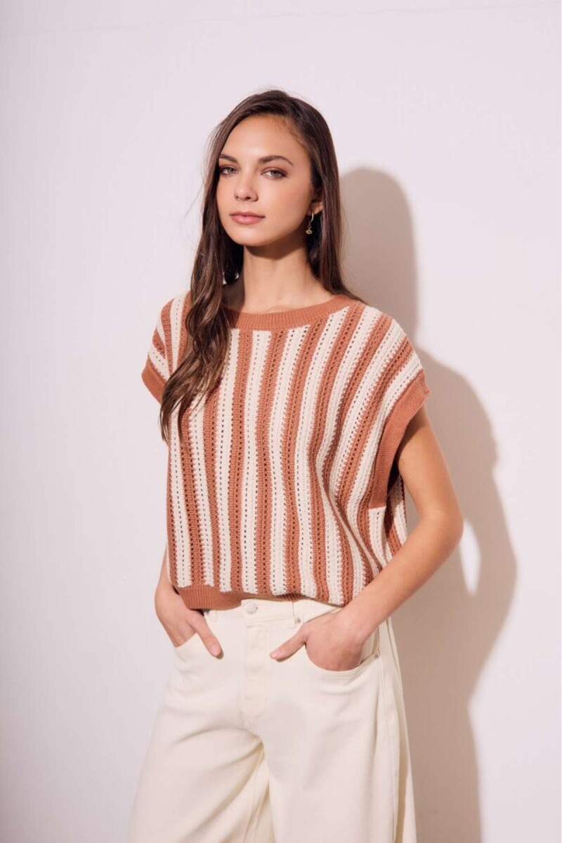 Chaleco Rayado - Mocha 