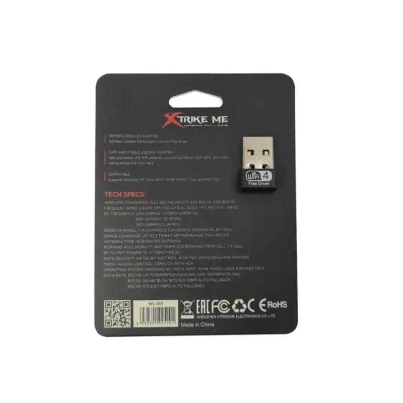 TARJETA DE RED WIFI USB XTRIKE WL-001 TARJETA DE RED WIFI USB XTRIKE WL-001