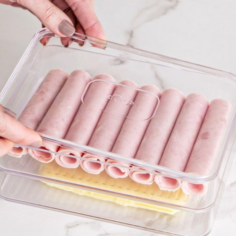 Porta Fiambres doble Caja Organizadora Multiuso Acrílico Cocina Ou Porta Fiambres Doble Caja Organizadora Multiuso Acrílico Cocina Ou
