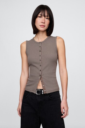 Musculosa Con Botones Rib Mujer Plymouth Rock
