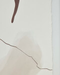 Cuadro abstracto Torroella blanco, marrón y gris con raya negro 50 x 70 cm