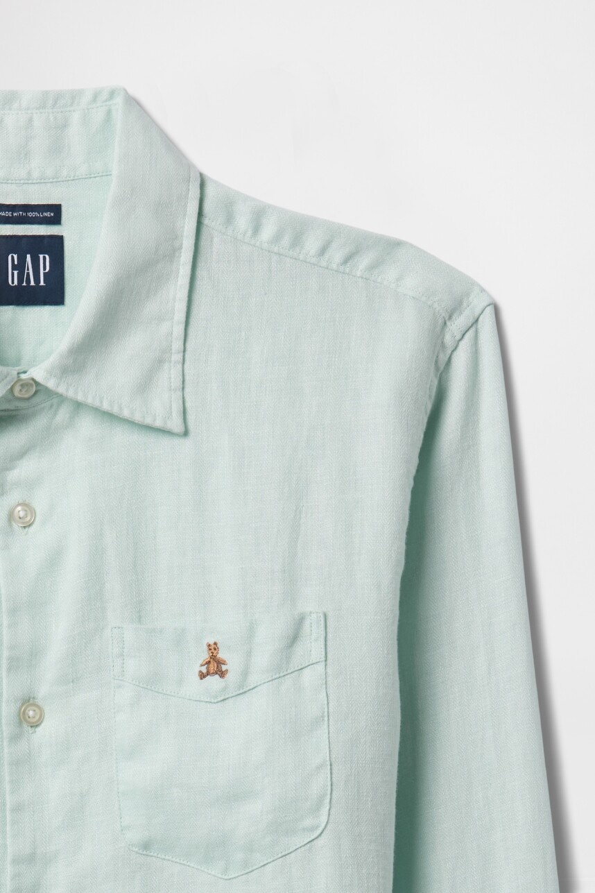 Camisa De Lino Oso Brannan Hombre Azul