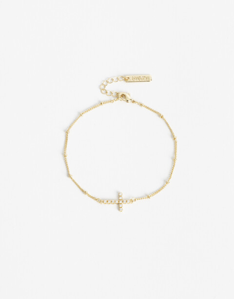 Pulseras Flexibles Cubic zirconia Collar Con Dije De La Línea Delicates. - Dorado