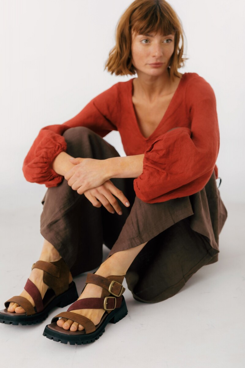 Sandalia Fresia - Marron/Bordeaux 