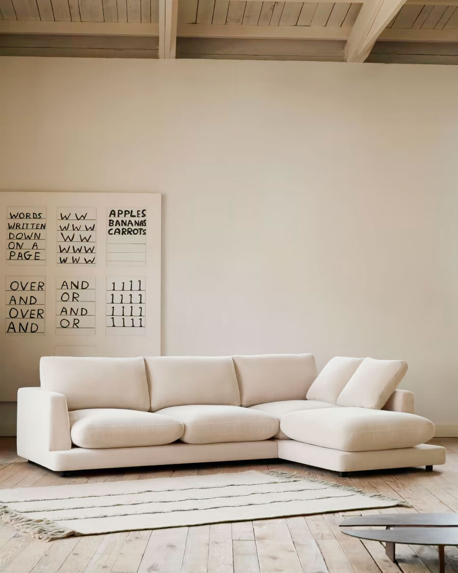 Sofá Gala 4 plazas con chaise longue derecho beige 300 cm