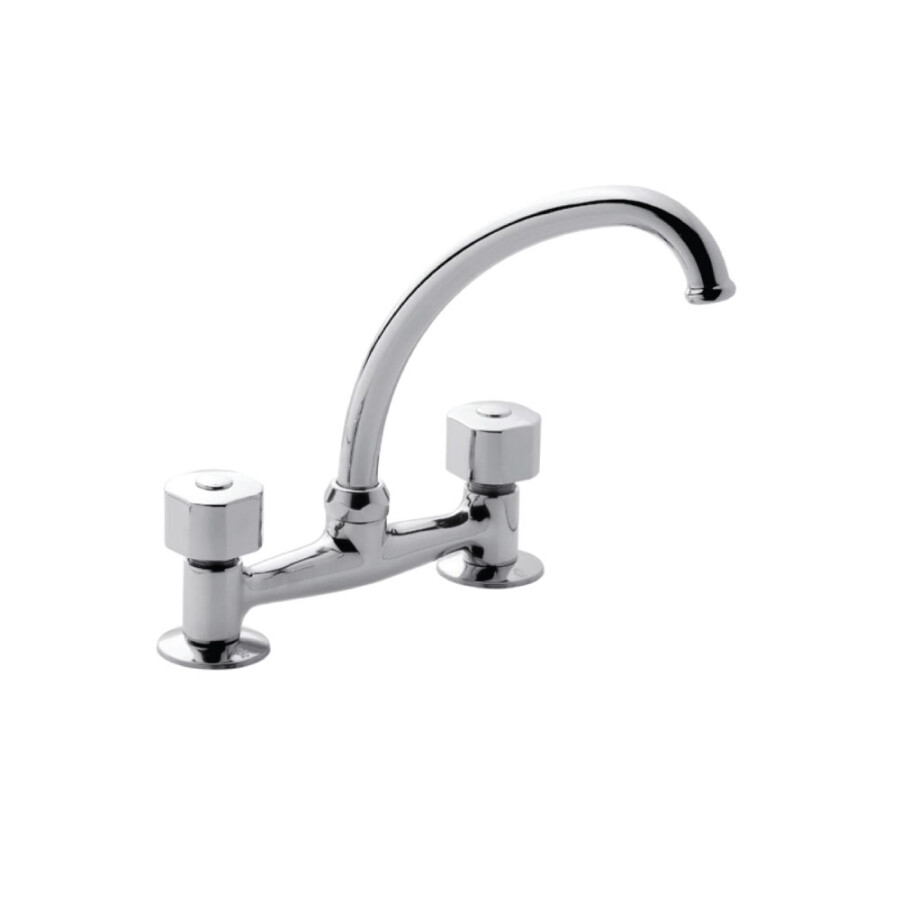Griferia de Cocina para Mesada Bimando con Pico Curvo Cromado Linea Arizona Griferia de Cocina para Mesada Bimando con Pico Curvo Cromado Linea Arizona