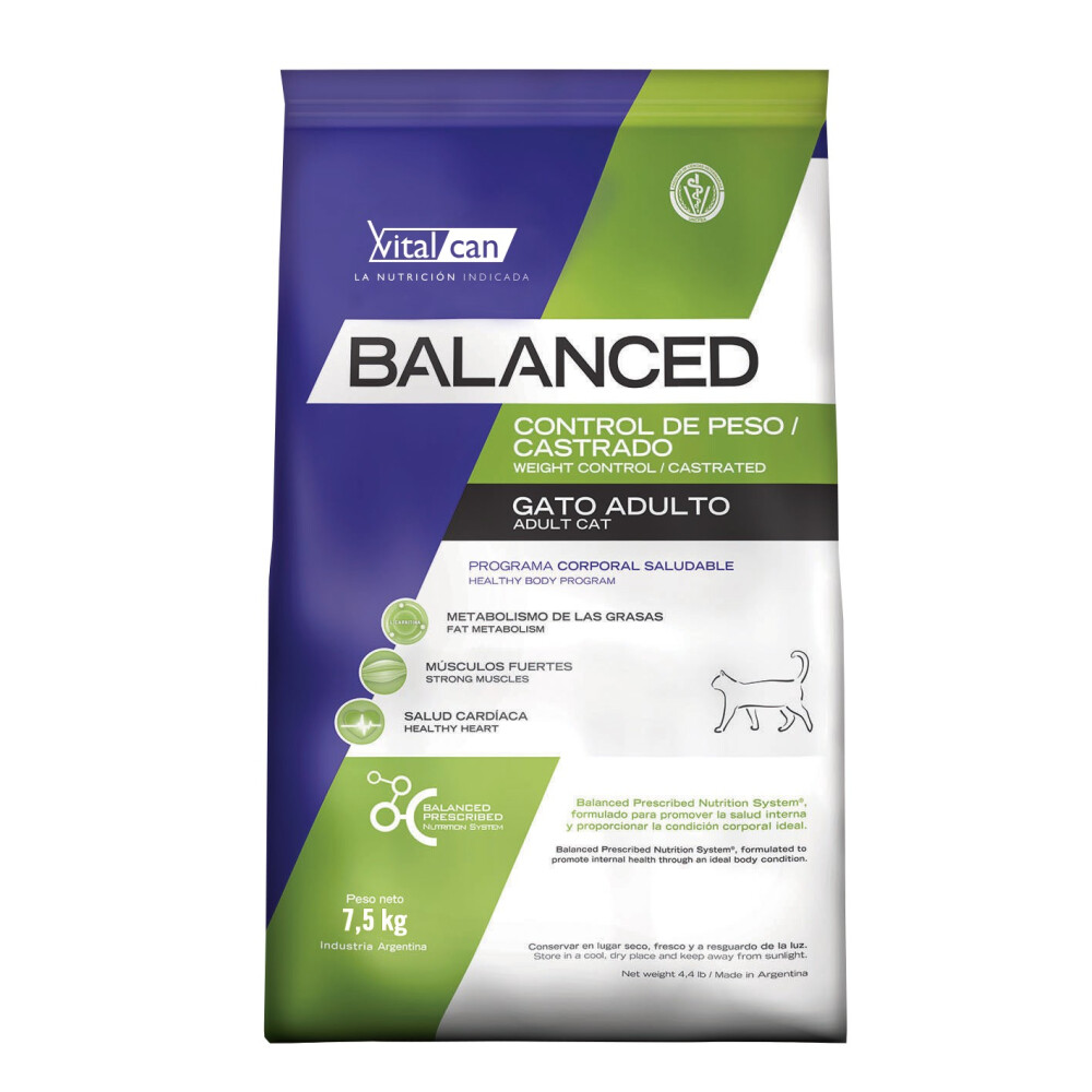 BALANCED GATO CTRL. PESO/CSTRDO. ALL AGES X7.5 KG. BALANCED GATO CTRL. PESO/CSTRDO. ALL AGES X7.5 KG.