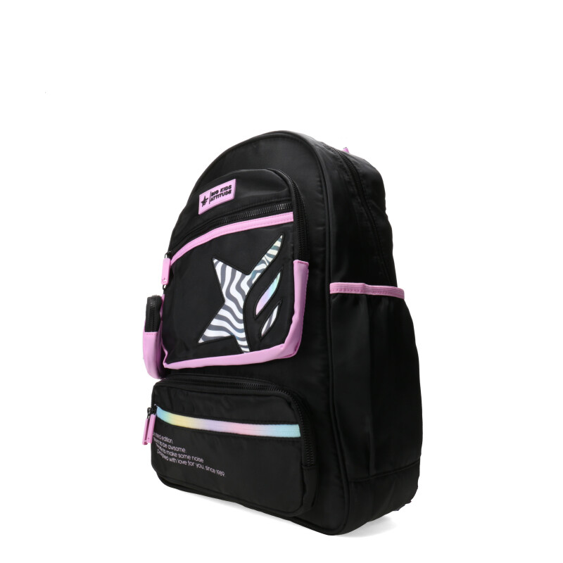 Mochila Footy Big Attitude Negro - Fucsia