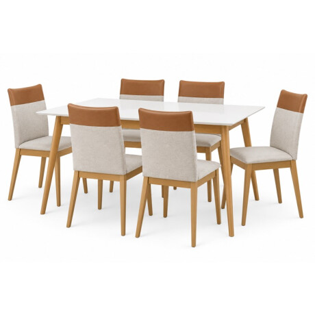 Juego de Comedor CRISTAL 1,60 x 0,90 con 6 Sillas Gris – Imbuia y Blanco Juego de Comedor CRISTAL 1,60 x 0,90 con 6 Sillas Gris – Imbuia y Blanco