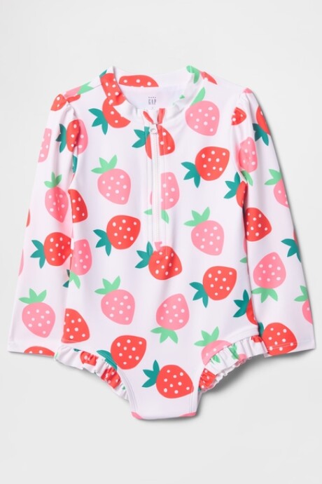 Traje De Baño Floreado Toddler Niña New Off White V2