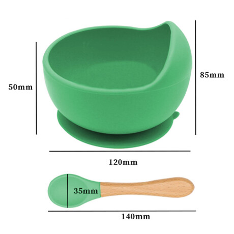 Set X10p Plato Comer Bebe Silicona+ Cubierto Vaso Verde